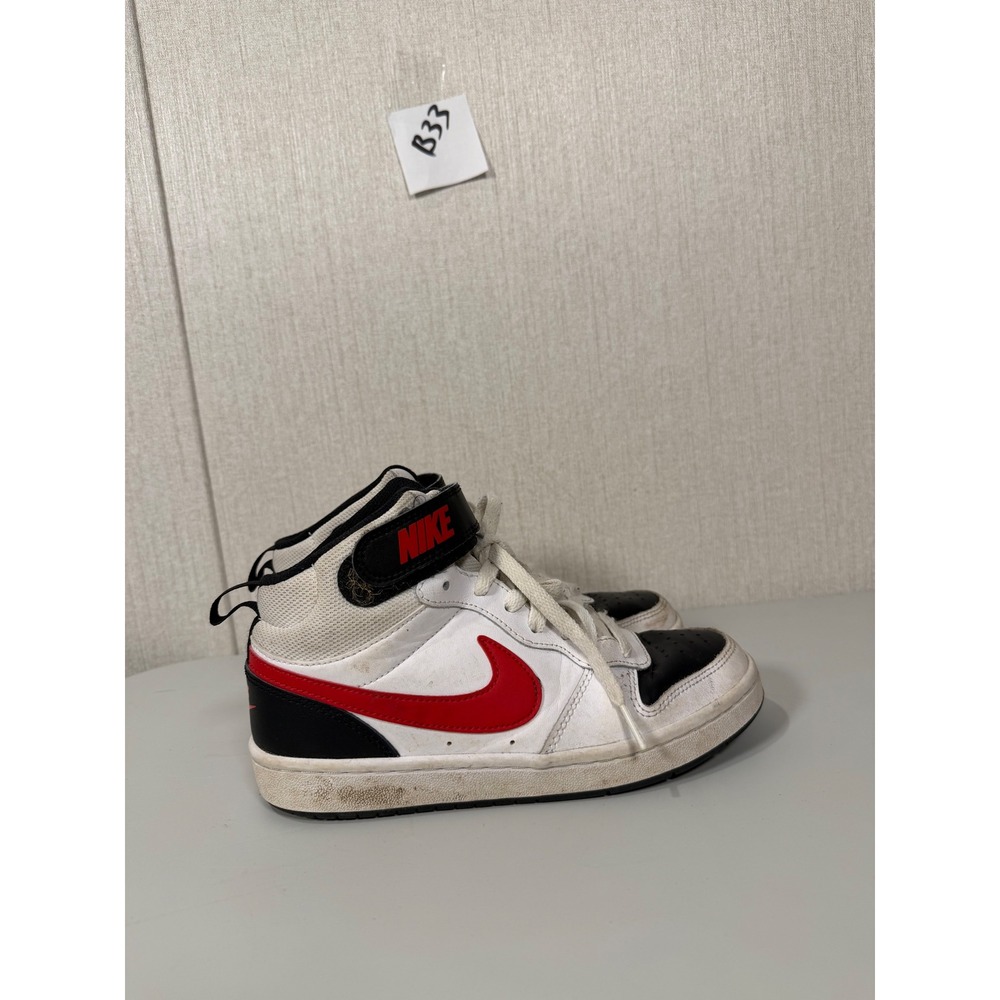Nike Court Borough Mid 2 Mid-Top CD7782-110 White Red Black Shoes Sneakers 4Y